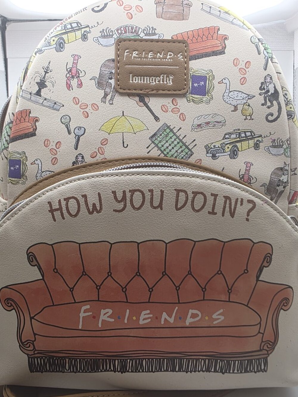 Loungefly Friends TV Show How You Doin' Couch Mini Backpack & Wallet Set Icons